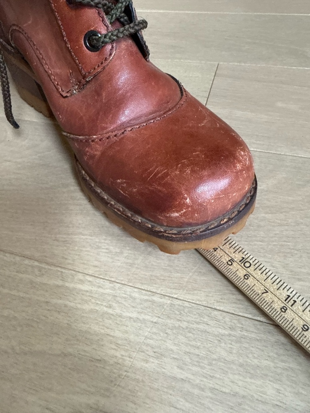 Women's Lace-Up Leather Ankle Boots in Cognac - Picture 9 of 10